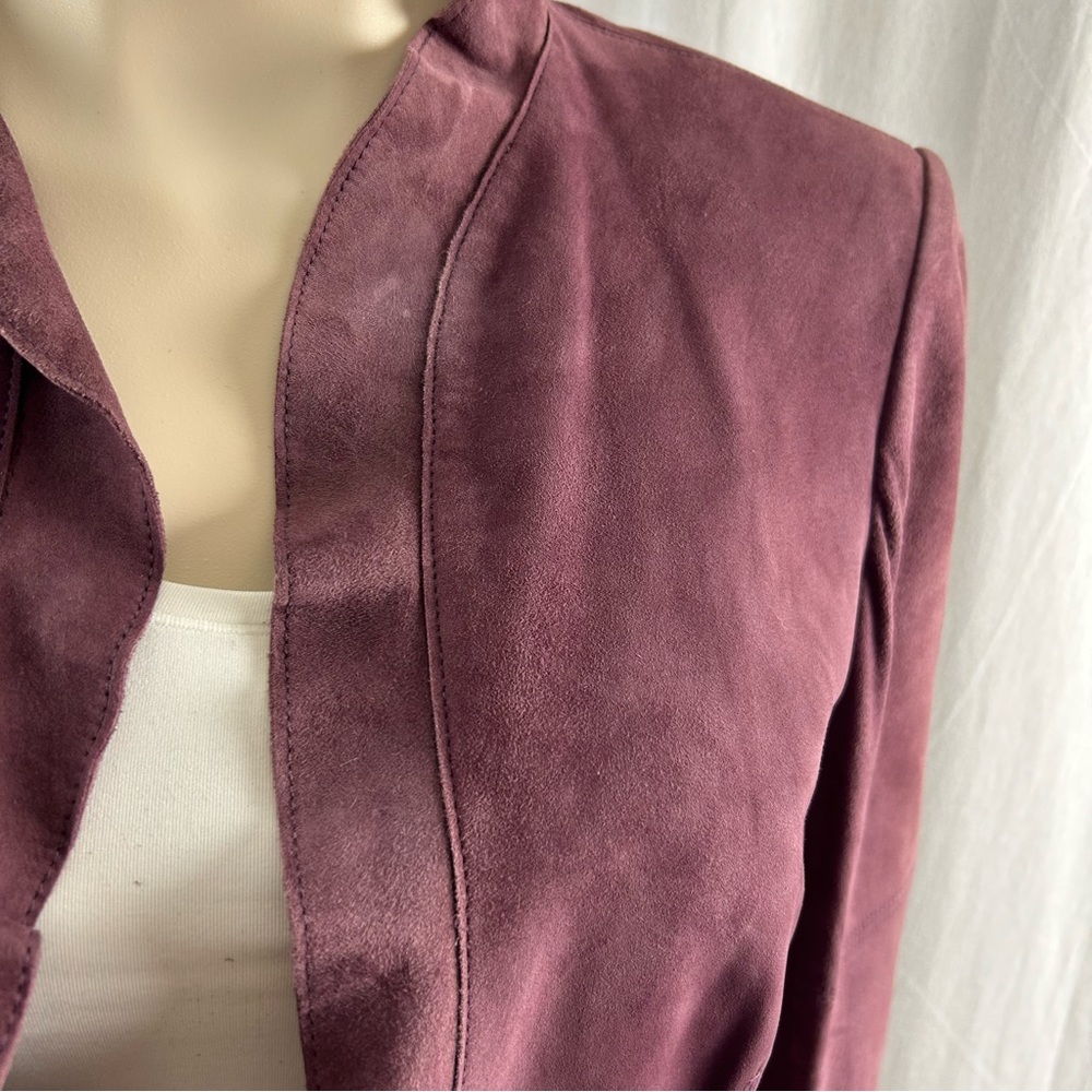 Anne Klein Plum Color Soft Suede Open Jacket 4 - Picture 8 of 11